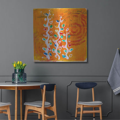 Luxe Metal Art 'Orange Spiral Blooms' by St. Hilaire Elizabeth, Metal Wall Art,36x36
