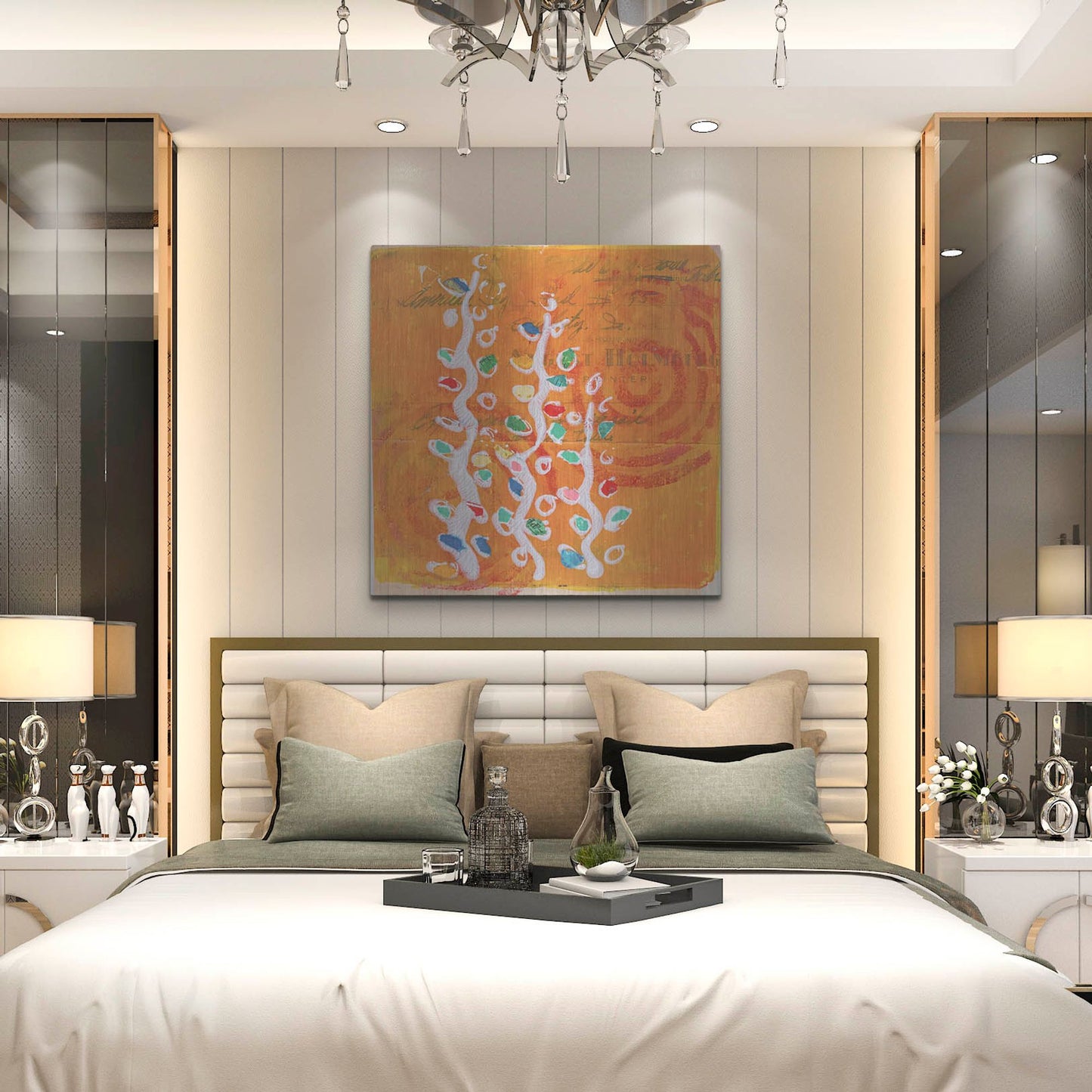 Luxe Metal Art 'Orange Spiral Blooms' by St. Hilaire Elizabeth, Metal Wall Art,36x36