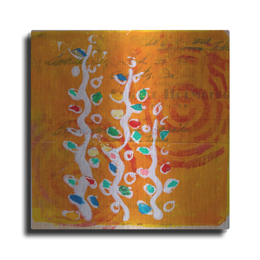 Luxe Metal Art 'Orange Spiral Blooms' by St. Hilaire Elizabeth, Metal Wall Art