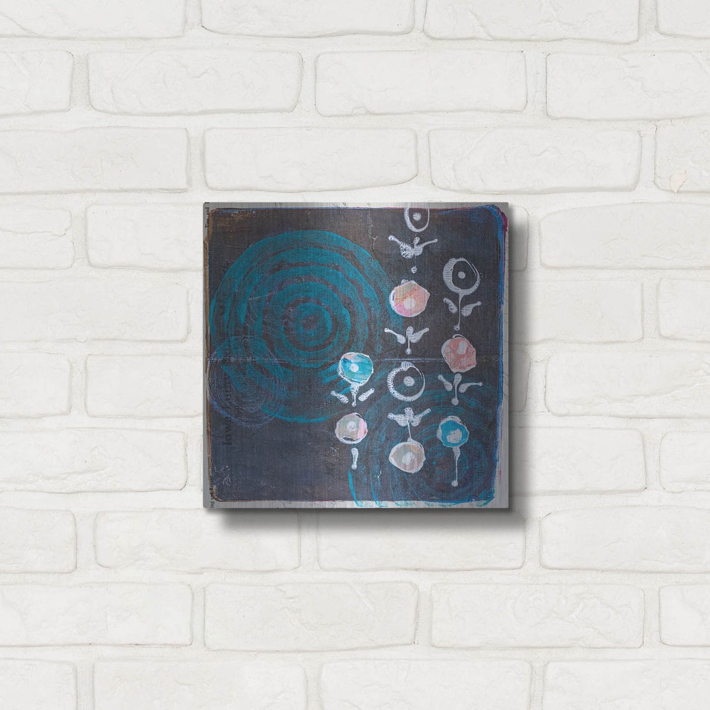 Luxe Metal Art 'Spiral Blooms Blue' by St. Hilaire Elizabeth, Metal Wall Art,12x12