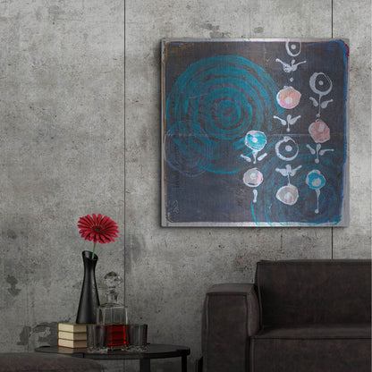 Luxe Metal Art 'Spiral Blooms Blue' by St. Hilaire Elizabeth, Metal Wall Art,36x36