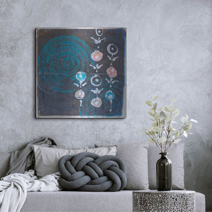 Luxe Metal Art 'Spiral Blooms Blue' by St. Hilaire Elizabeth, Metal Wall Art,36x36