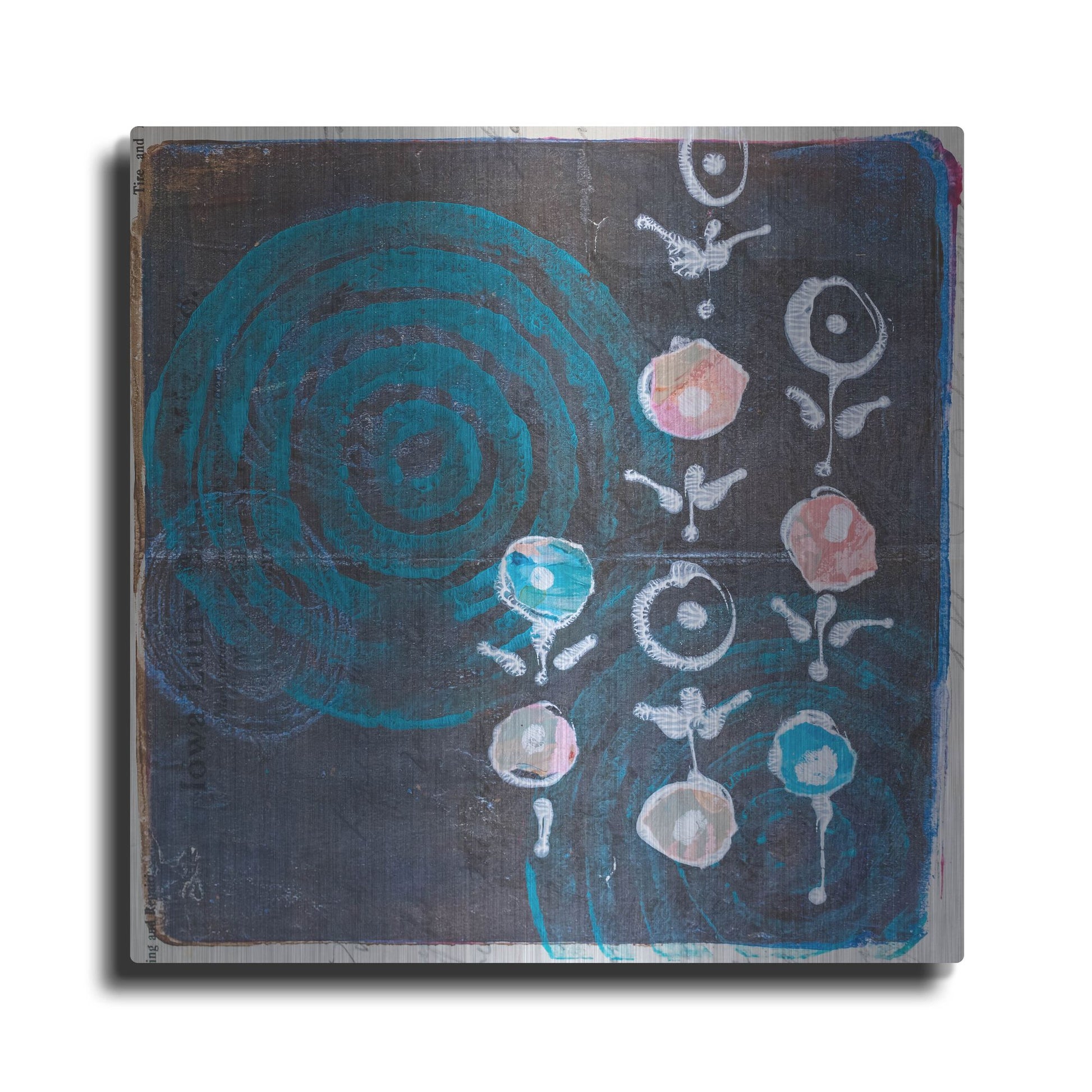 Luxe Metal Art 'Spiral Blooms Blue' by St. Hilaire Elizabeth, Metal Wall Art