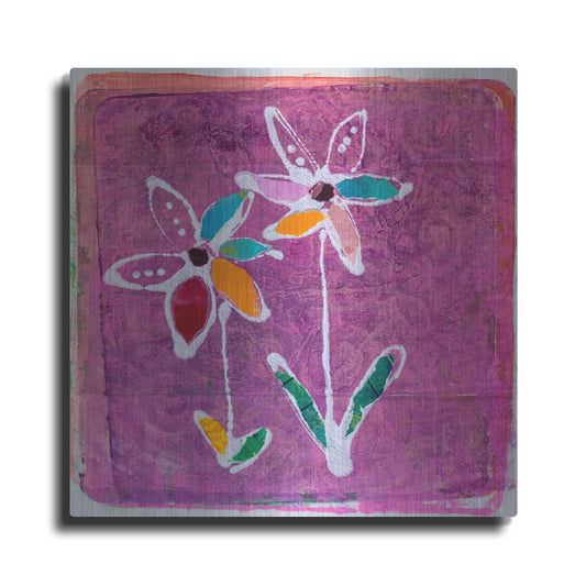 Luxe Metal Art 'Bubblegum Blooms' by St. Hilaire Elizabeth, Metal Wall Art