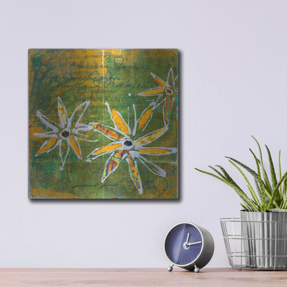 Luxe Metal Art 'Lime Blooms' by St. Hilaire Elizabeth, Metal Wall Art,12x12