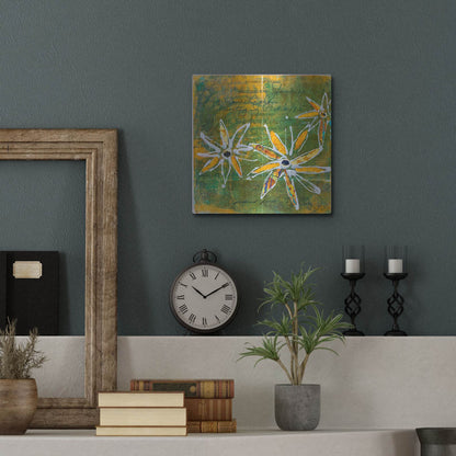 Luxe Metal Art 'Lime Blooms' by St. Hilaire Elizabeth, Metal Wall Art,12x12