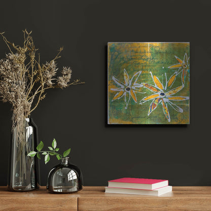 Luxe Metal Art 'Lime Blooms' by St. Hilaire Elizabeth, Metal Wall Art,12x12