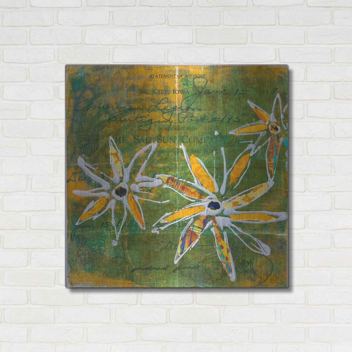 Luxe Metal Art 'Lime Blooms' by St. Hilaire Elizabeth, Metal Wall Art,36x36