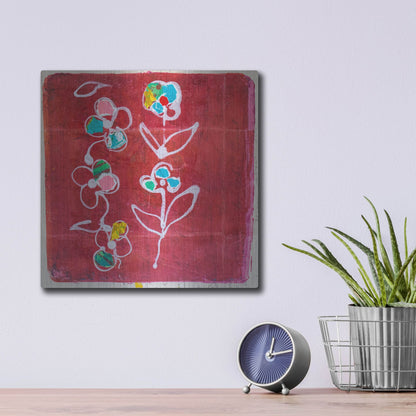 Luxe Metal Art 'Hot Pink Blooms' by St. Hilaire Elizabeth, Metal Wall Art,12x12