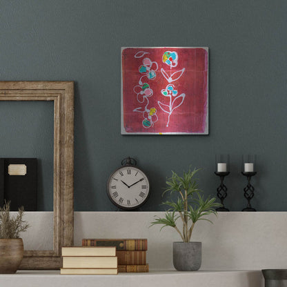 Luxe Metal Art 'Hot Pink Blooms' by St. Hilaire Elizabeth, Metal Wall Art,12x12