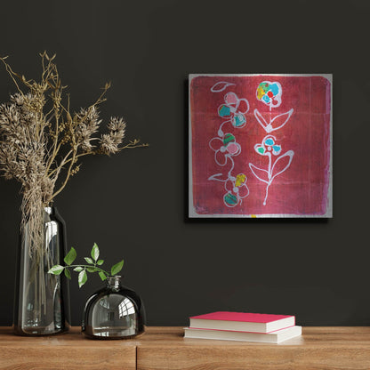 Luxe Metal Art 'Hot Pink Blooms' by St. Hilaire Elizabeth, Metal Wall Art,12x12