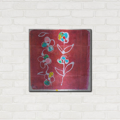 Luxe Metal Art 'Hot Pink Blooms' by St. Hilaire Elizabeth, Metal Wall Art,24x24