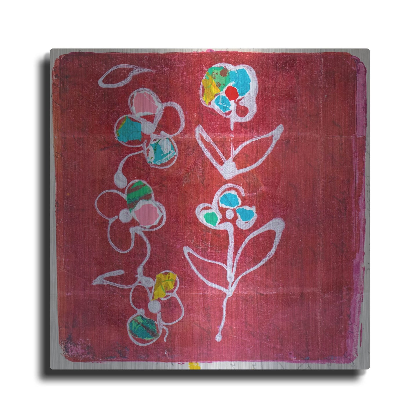 Luxe Metal Art 'Hot Pink Blooms' by St. Hilaire Elizabeth, Metal Wall Art