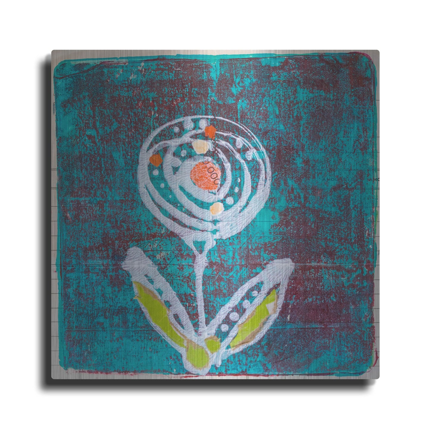 Luxe Metal Art 'Teal Blooms' by St. Hilaire Elizabeth, Metal Wall Art