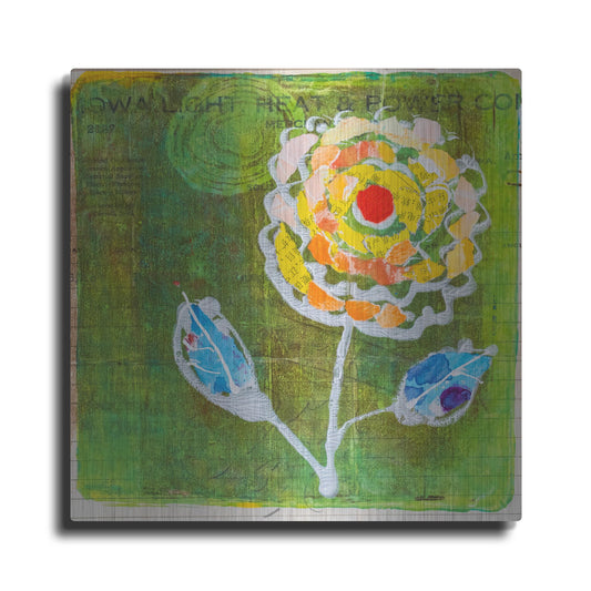 Luxe Metal Art 'Green Blooms' by St. Hilaire Elizabeth, Metal Wall Art