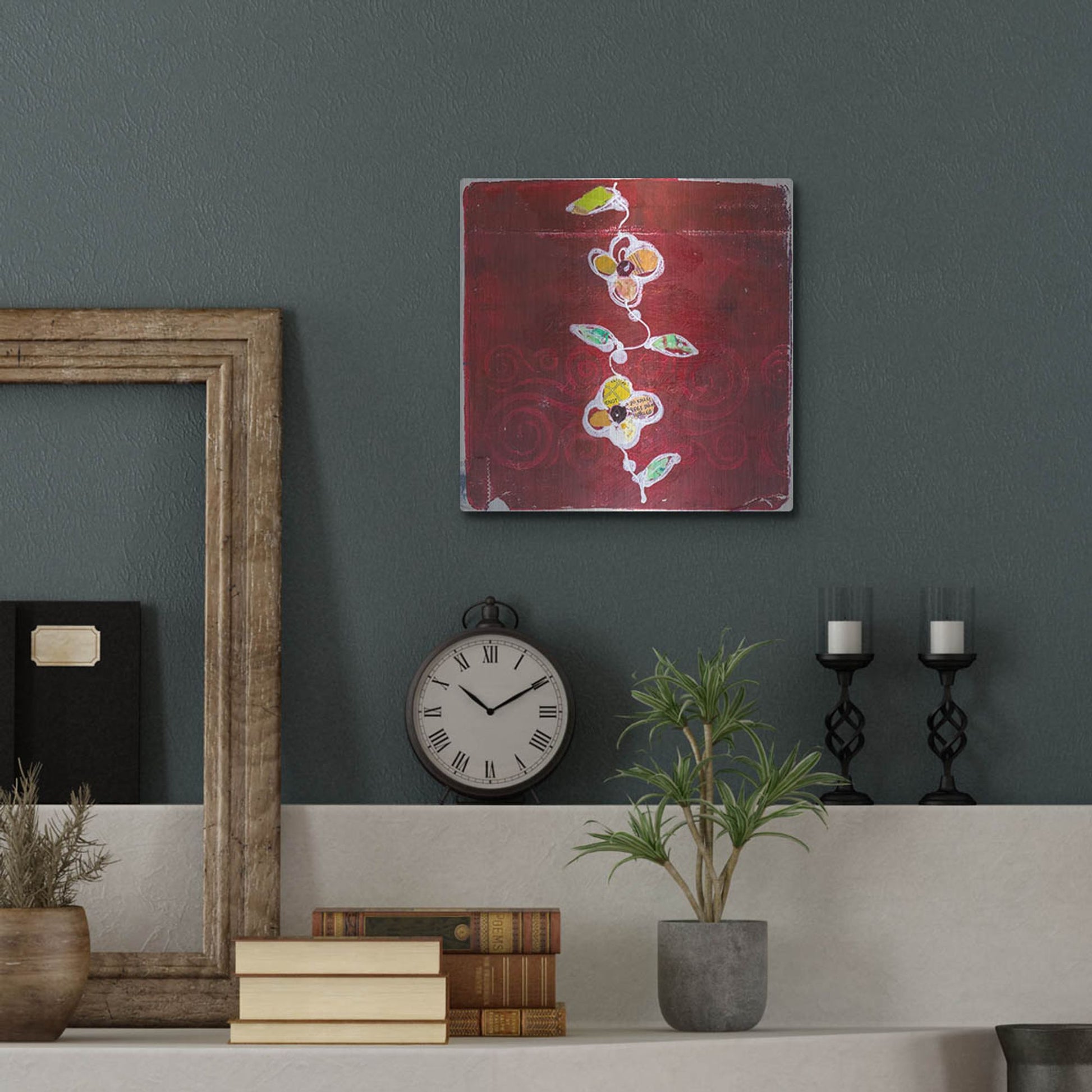 Luxe Metal Art 'Red Blooms' by St. Hilaire Elizabeth, Metal Wall Art,12x12