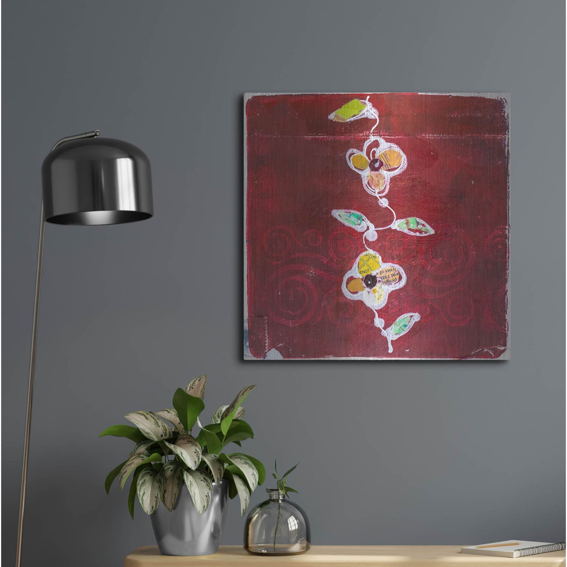 Luxe Metal Art 'Red Blooms' by St. Hilaire Elizabeth, Metal Wall Art,24x24