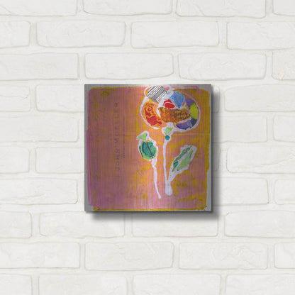 Luxe Metal Art 'Pink Blooms' by St. Hilaire Elizabeth, Metal Wall Art,12x12