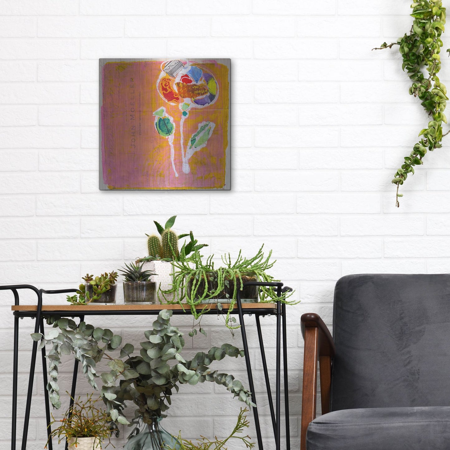 Luxe Metal Art 'Pink Blooms' by St. Hilaire Elizabeth, Metal Wall Art,12x12