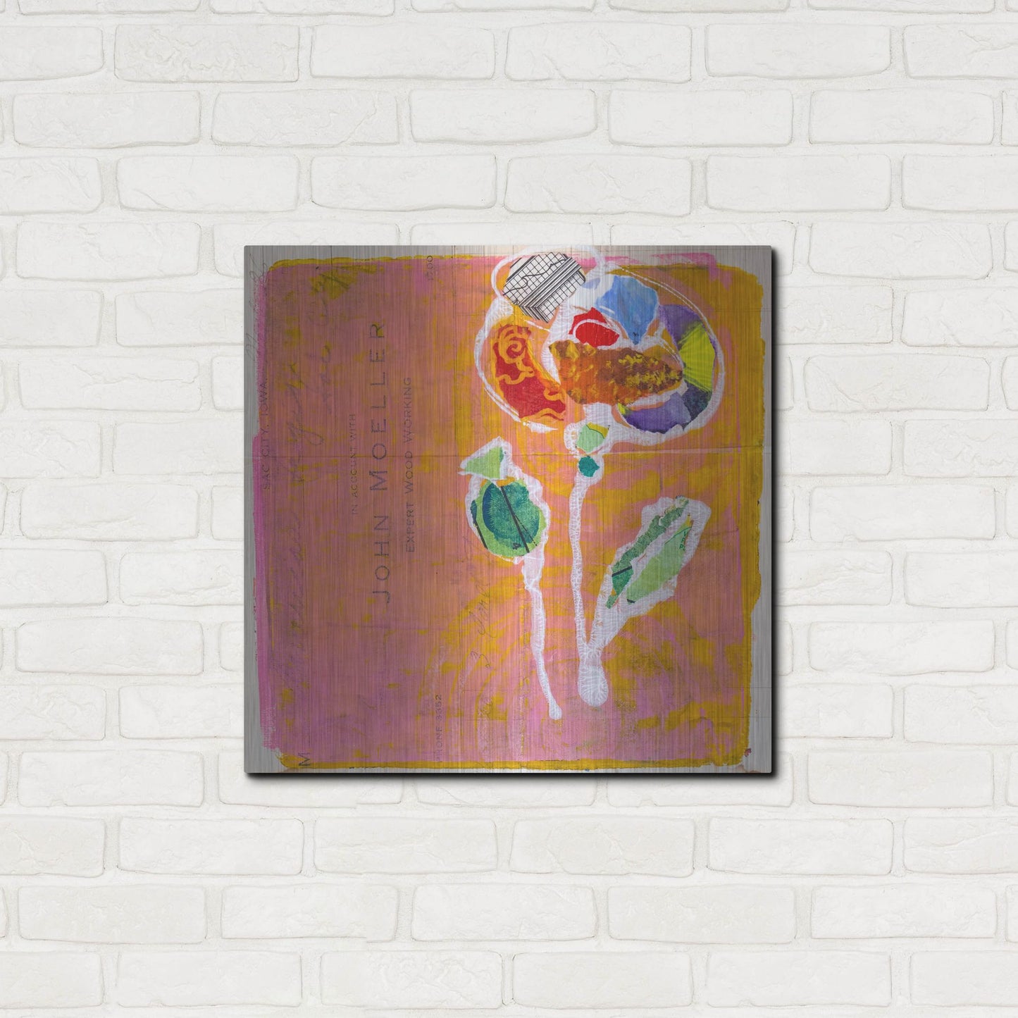 Luxe Metal Art 'Pink Blooms' by St. Hilaire Elizabeth, Metal Wall Art,24x24