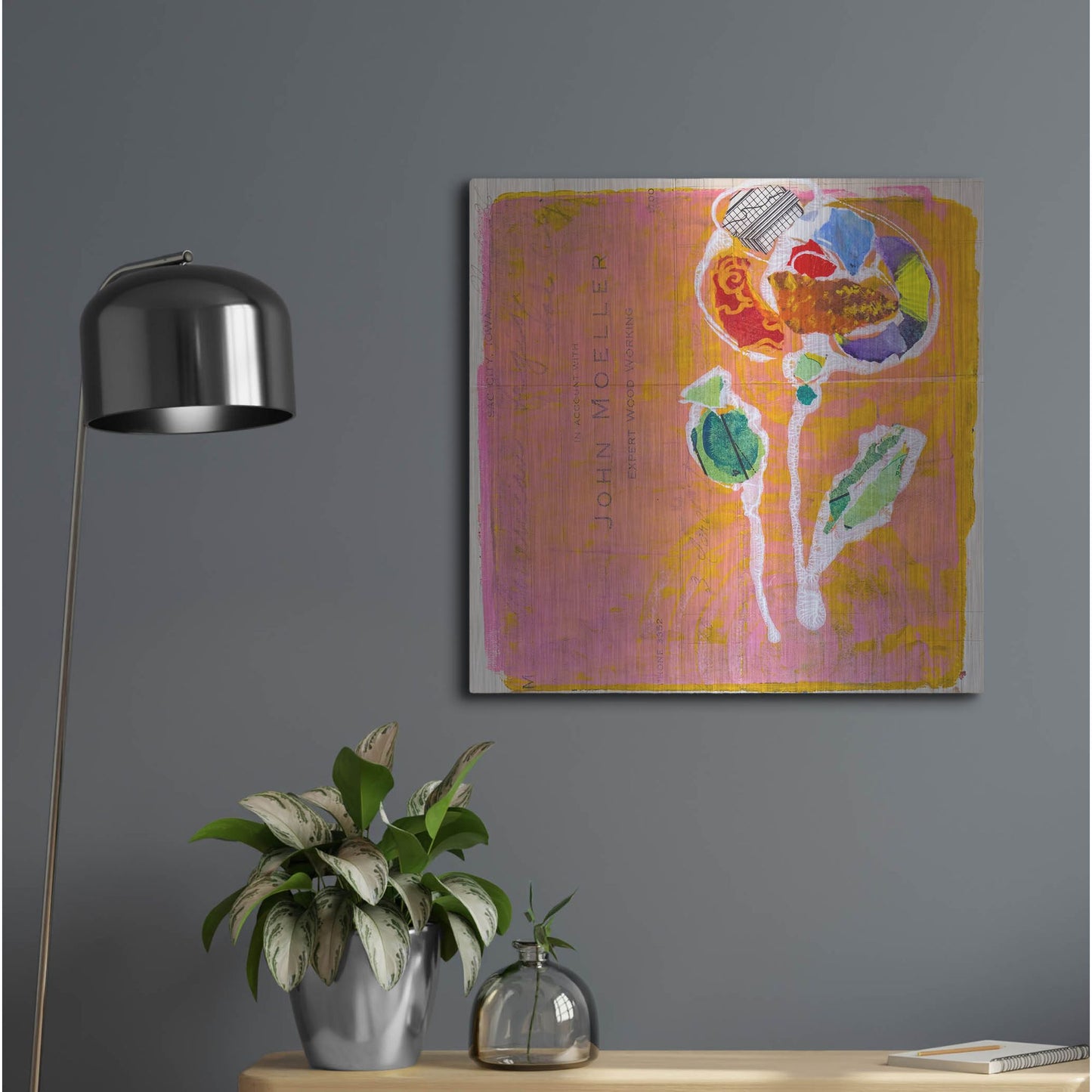 Luxe Metal Art 'Pink Blooms' by St. Hilaire Elizabeth, Metal Wall Art,24x24