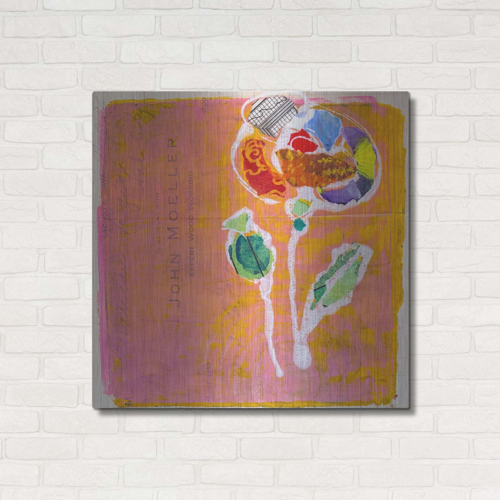 Luxe Metal Art 'Pink Blooms' by St. Hilaire Elizabeth, Metal Wall Art,36x36