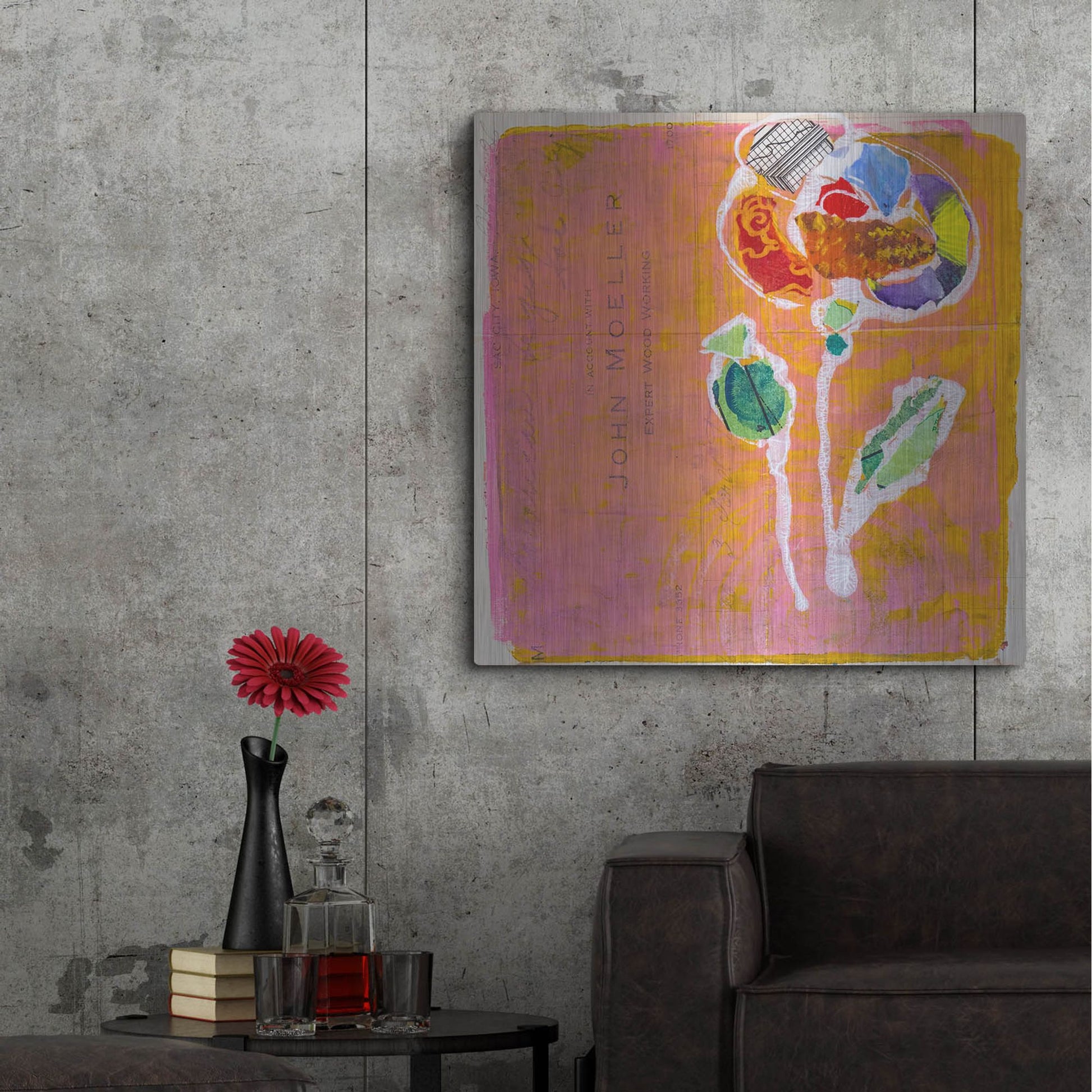 Luxe Metal Art 'Pink Blooms' by St. Hilaire Elizabeth, Metal Wall Art,36x36