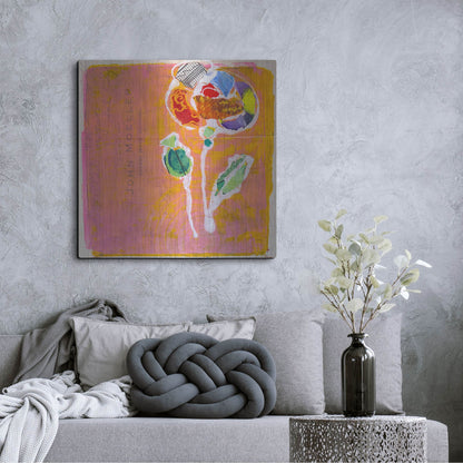 Luxe Metal Art 'Pink Blooms' by St. Hilaire Elizabeth, Metal Wall Art,36x36