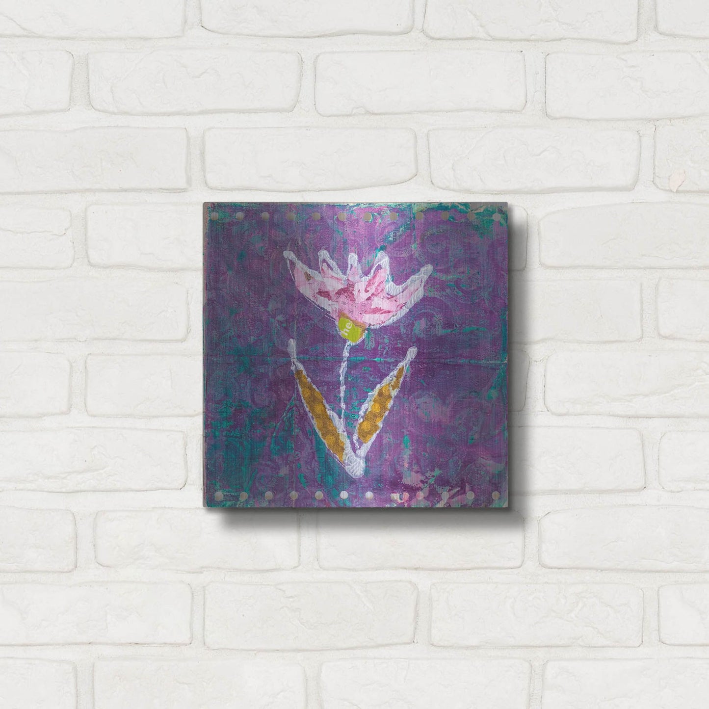 Luxe Metal Art 'Violet Tulip' by St. Hilaire Elizabeth, Metal Wall Art,12x12