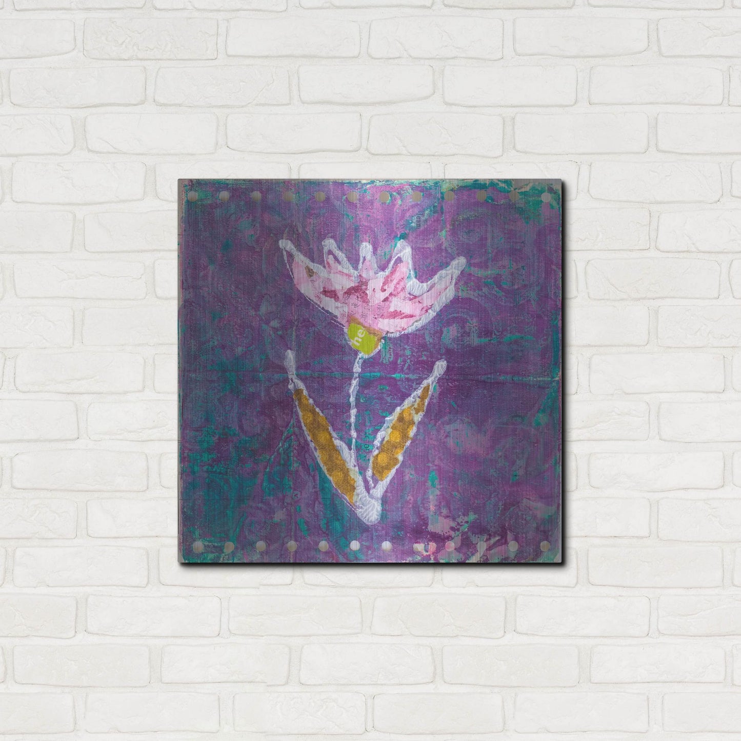 Luxe Metal Art 'Violet Tulip' by St. Hilaire Elizabeth, Metal Wall Art,24x24