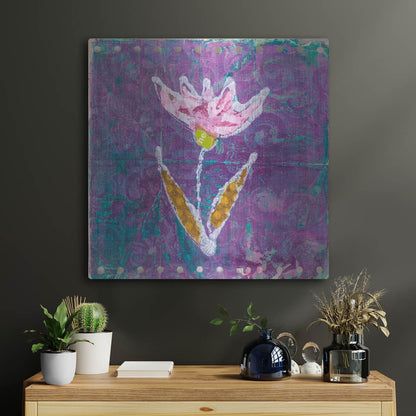 Luxe Metal Art 'Violet Tulip' by St. Hilaire Elizabeth, Metal Wall Art,24x24