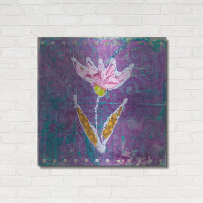 Luxe Metal Art 'Violet Tulip' by St. Hilaire Elizabeth, Metal Wall Art,36x36