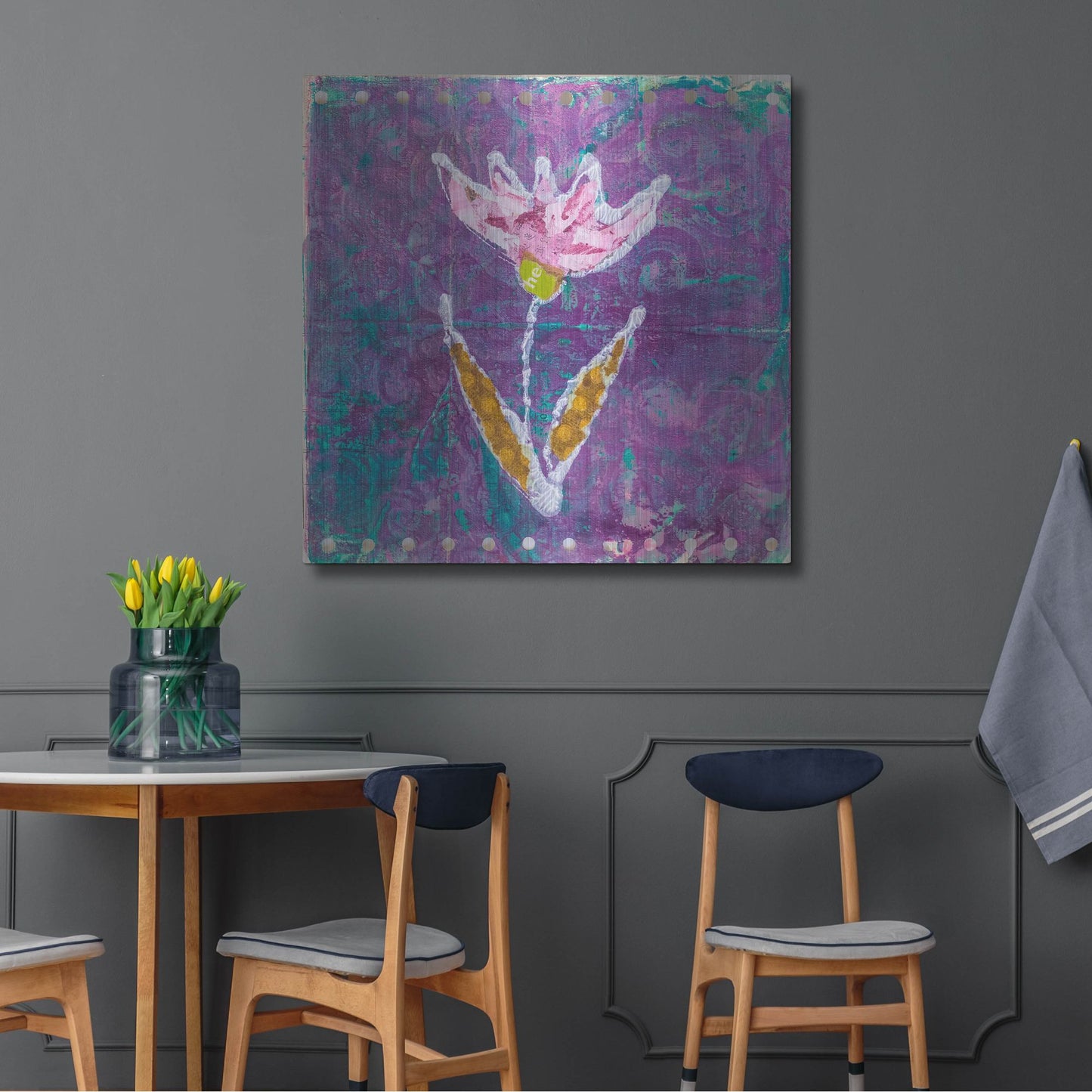 Luxe Metal Art 'Violet Tulip' by St. Hilaire Elizabeth, Metal Wall Art,36x36