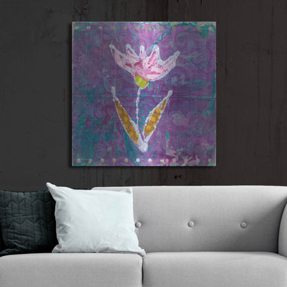 Luxe Metal Art 'Violet Tulip' by St. Hilaire Elizabeth, Metal Wall Art,36x36