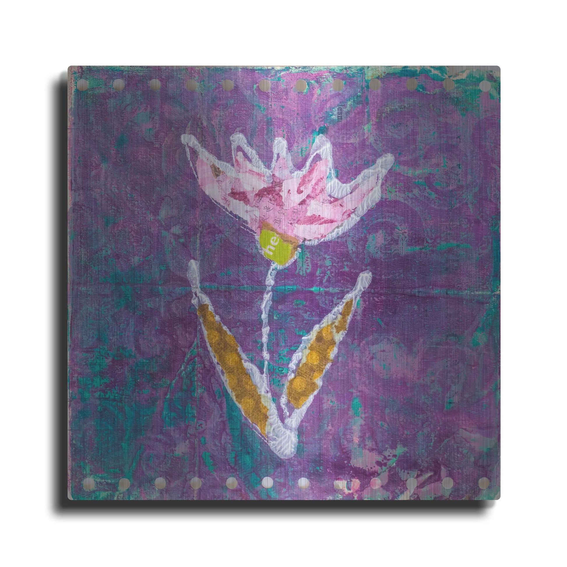 Luxe Metal Art 'Violet Tulip' by St. Hilaire Elizabeth, Metal Wall Art