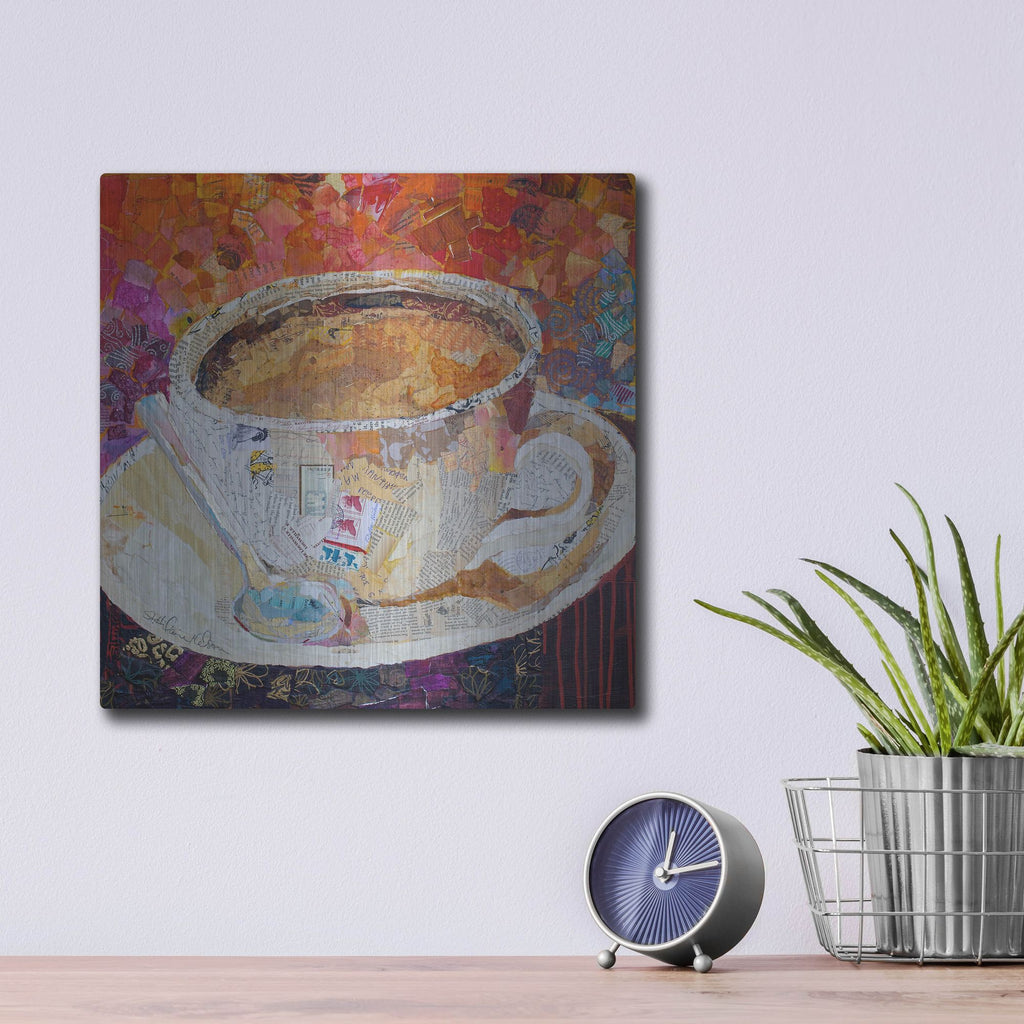 Luxe Metal Art 'Cup of Conversation' by St. Hilaire Elizabeth, Metal Wall Art,12x12