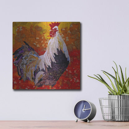 Luxe Metal Art 'Cock-A-Doodle D' by St. Hilaire Elizabeth, Metal Wall Art,12x12