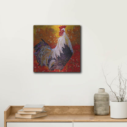 Luxe Metal Art 'Cock-A-Doodle D' by St. Hilaire Elizabeth, Metal Wall Art,12x12