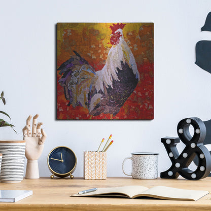 Luxe Metal Art 'Cock-A-Doodle D' by St. Hilaire Elizabeth, Metal Wall Art,12x12