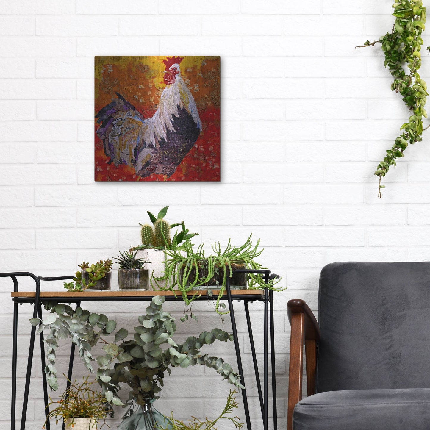 Luxe Metal Art 'Cock-A-Doodle D' by St. Hilaire Elizabeth, Metal Wall Art,12x12