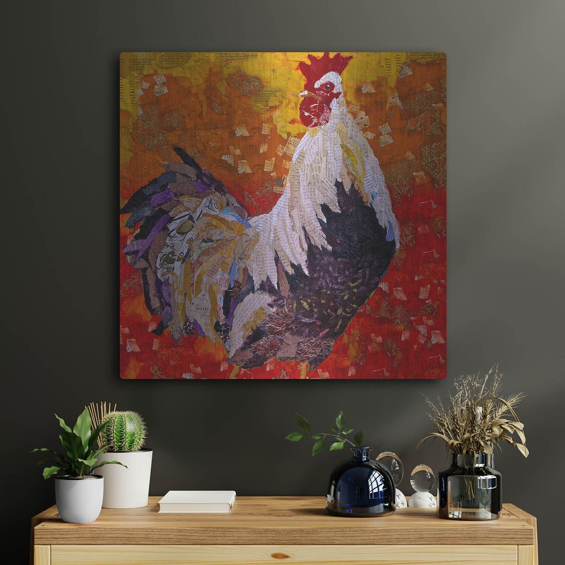 Luxe Metal Art 'Cock-A-Doodle D' by St. Hilaire Elizabeth, Metal Wall Art,24x24