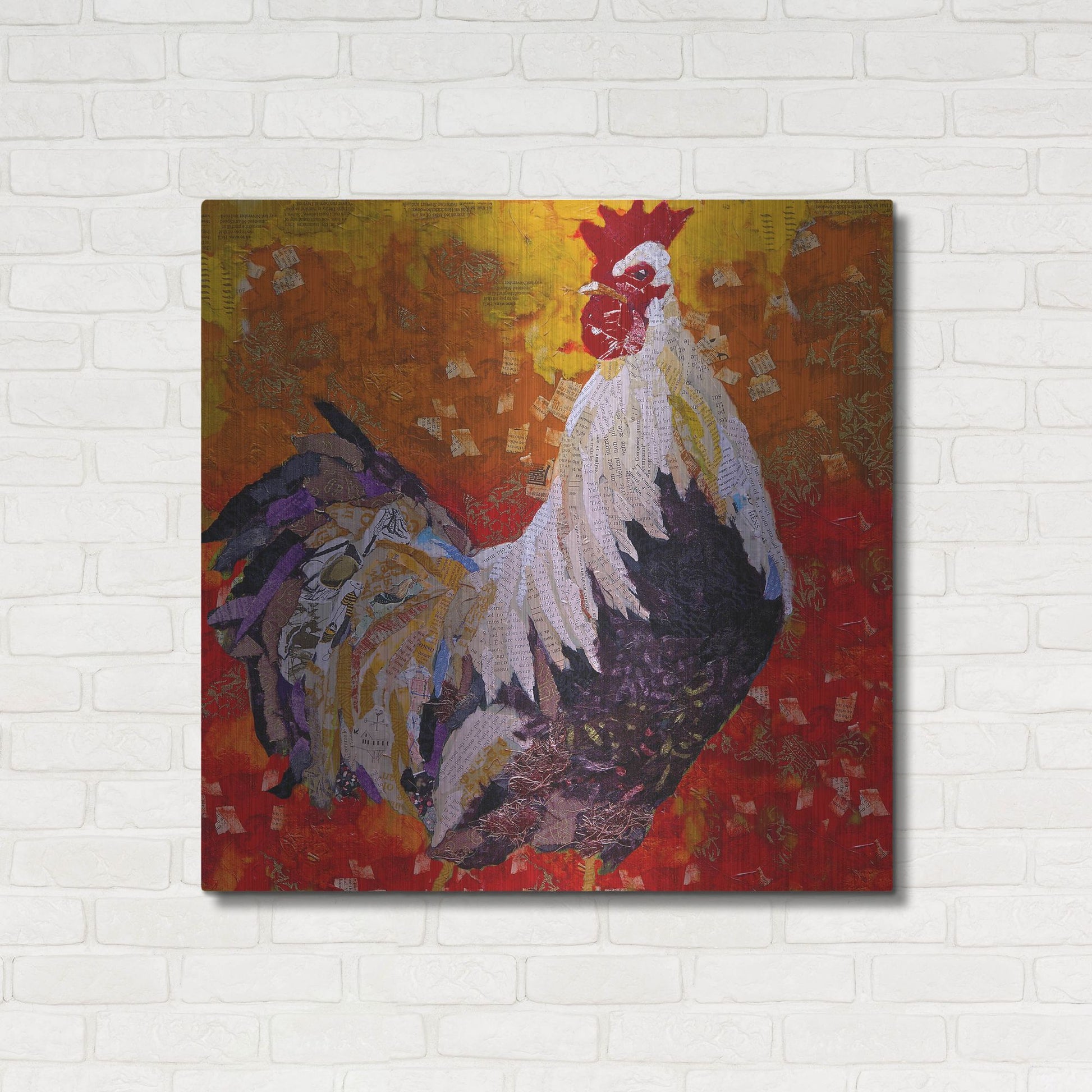 Luxe Metal Art 'Cock-A-Doodle D' by St. Hilaire Elizabeth, Metal Wall Art,36x36