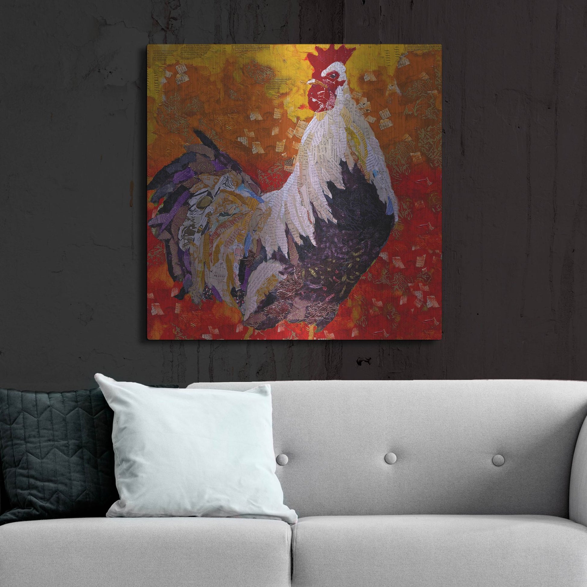 Luxe Metal Art 'Cock-A-Doodle D' by St. Hilaire Elizabeth, Metal Wall Art,36x36