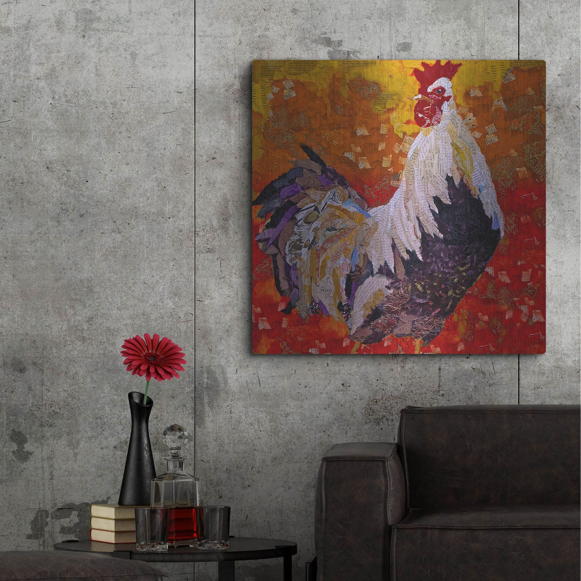 Luxe Metal Art 'Cock-A-Doodle D' by St. Hilaire Elizabeth, Metal Wall Art,36x36