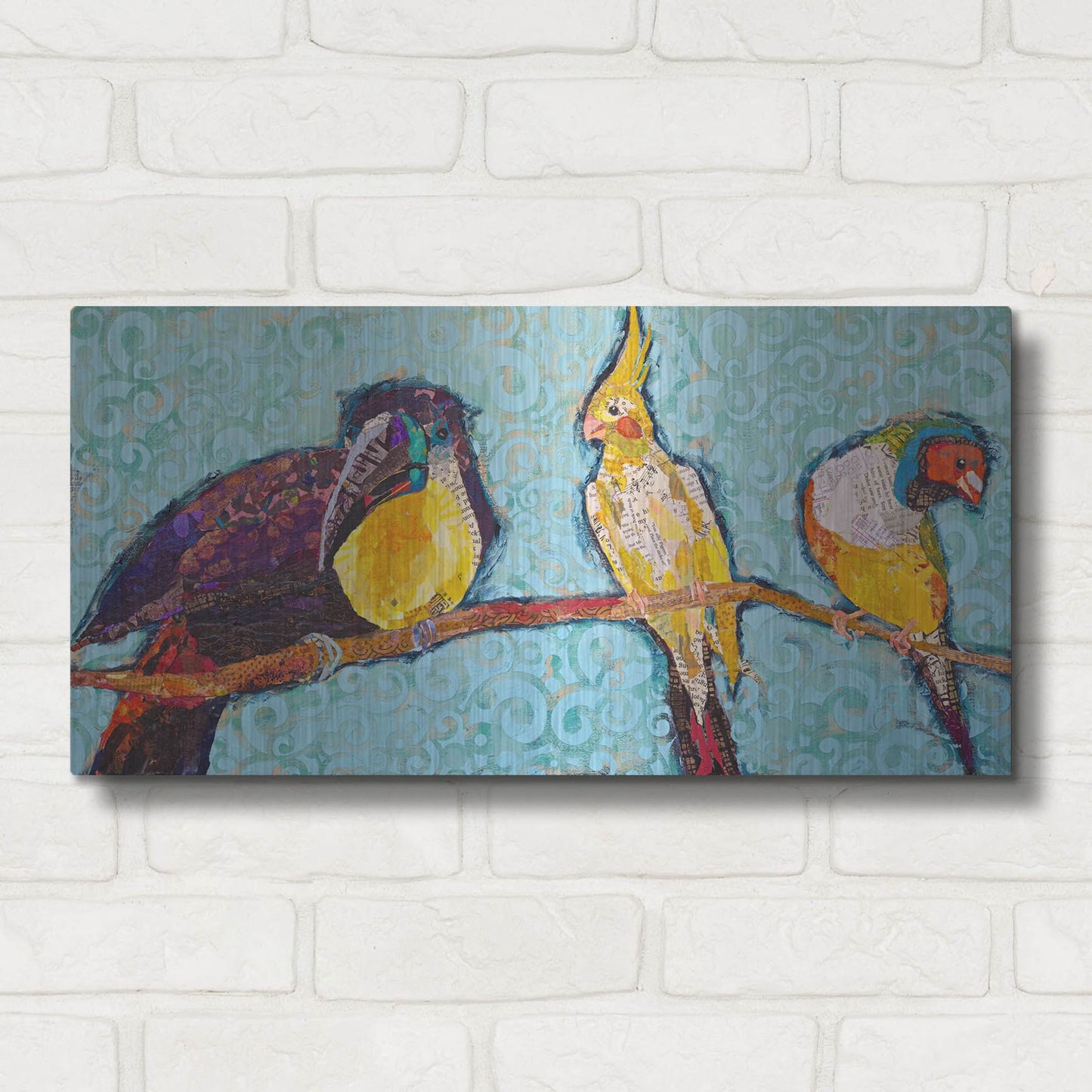 Luxe Metal Art 'Birds on a Wire' by St. Hilaire Elizabeth, Metal Wall Art,24x12