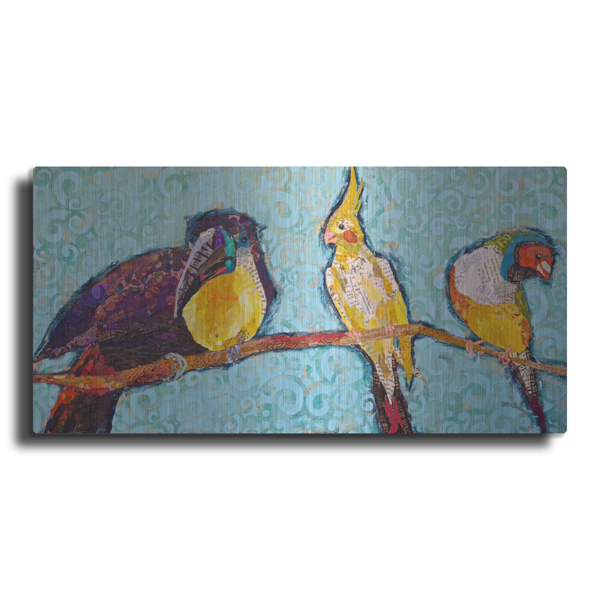 Luxe Metal Art 'Birds on a Wire' by St. Hilaire Elizabeth, Metal Wall Art,24x12