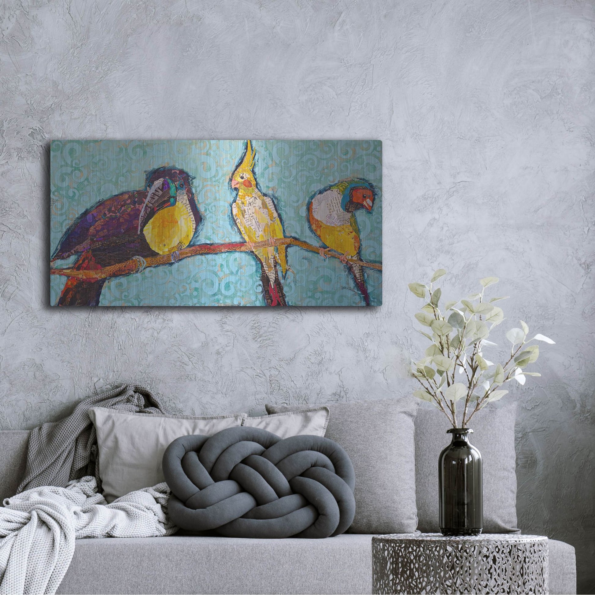 Luxe Metal Art 'Birds on a Wire' by St. Hilaire Elizabeth, Metal Wall Art,48x24