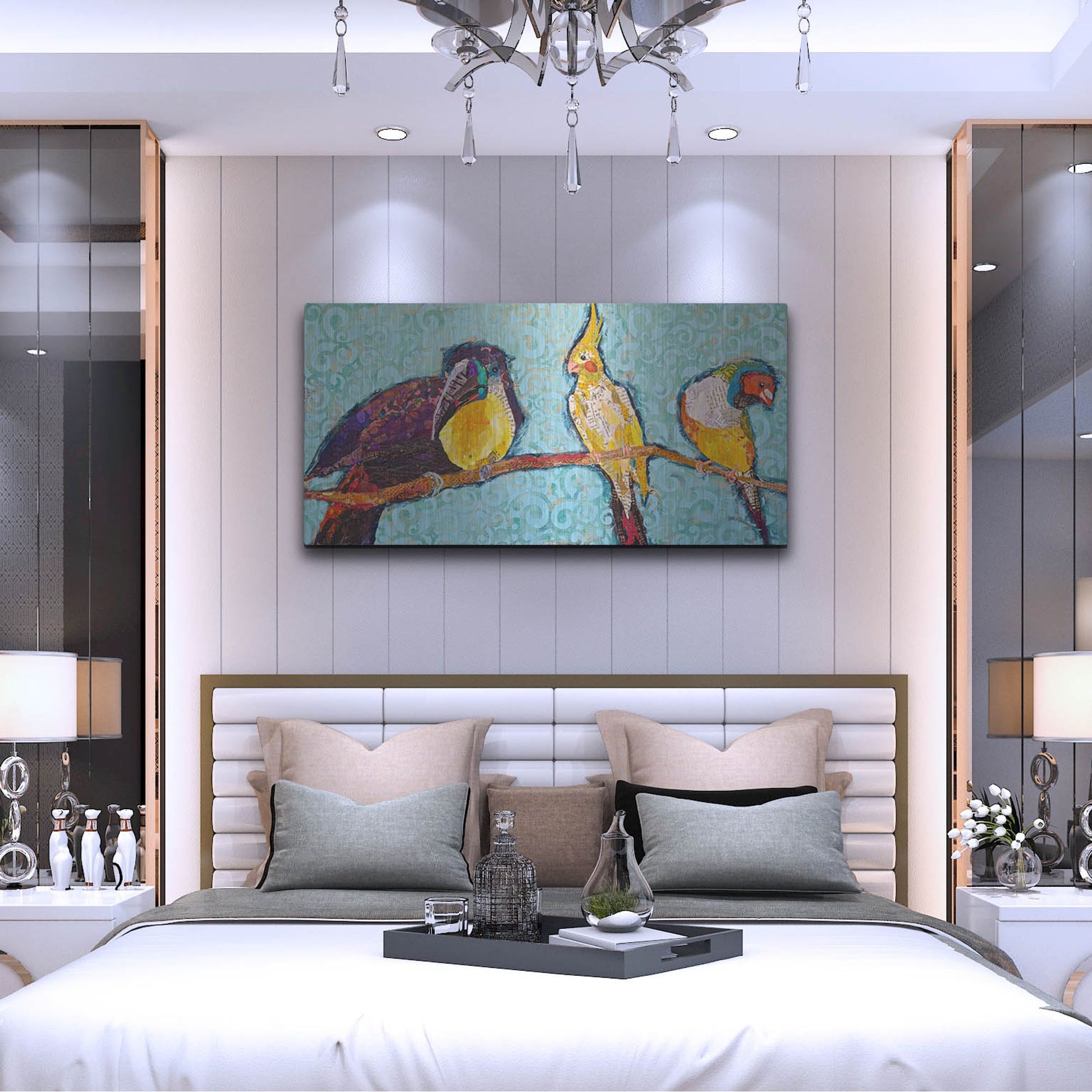 Luxe Metal Art 'Birds on a Wire' by St. Hilaire Elizabeth, Metal Wall Art,48x24