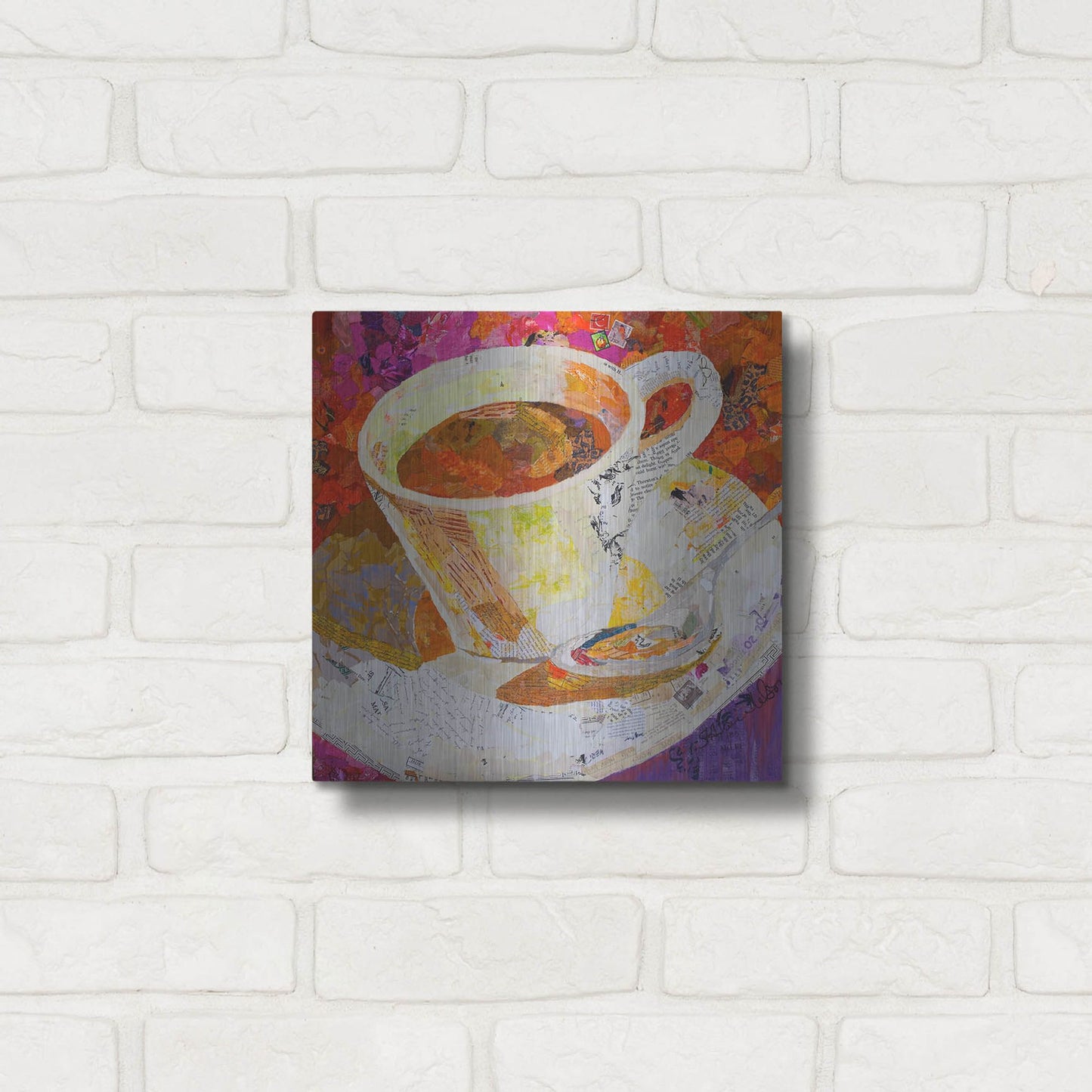 Luxe Metal Art 'Cafe au Lait' by St. Hilaire Elizabeth, Metal Wall Art,12x12