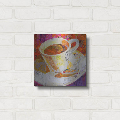 Luxe Metal Art 'Cafe au Lait' by St. Hilaire Elizabeth, Metal Wall Art,12x12